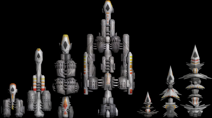 The sprites of several alien ships