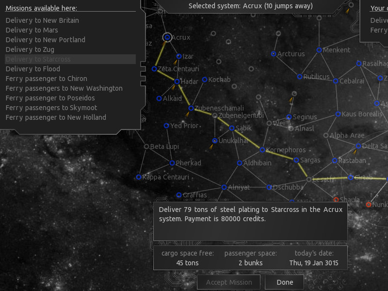 The job board, where you can take on new missions